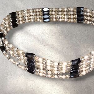 Pair of pearl hematite gemstone magnetic therapy adjustable strands
